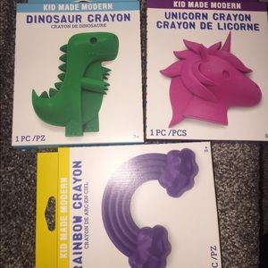 3 X Kid Made Modern Jumbo Oversized Rainbow & Unicorn & Dinosaur Crayons NIB